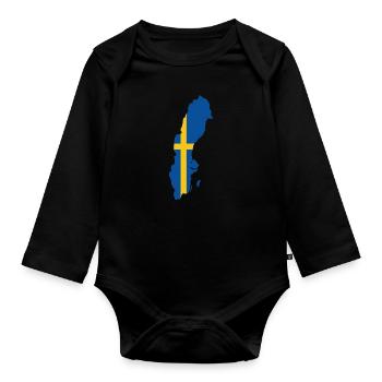Suédois Suède Drapeau Racines suédoises - Body Bébé bio manches longues - noir - Devant