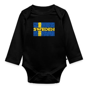 Suédois Suède Drapeau Racines suédoises - Body Bébé bio manches longues - noir - Devant