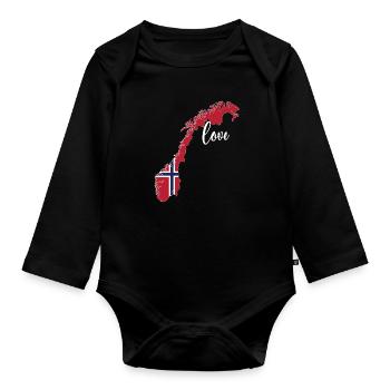 Norwegian Norway Origin Norwegian flag - Organic Longsleeve Baby Bodysuit - black - Front