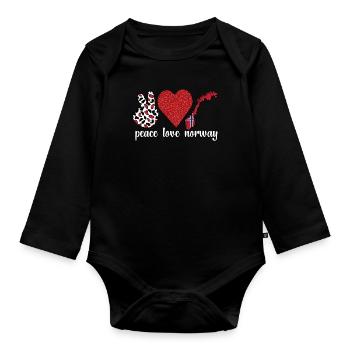 Norwegian Norway flag Norwegian roots - Organic Longsleeve Baby Bodysuit - black - Front