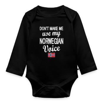 Norwegian Norway flag Norwegian roots - Organic Longsleeve Baby Bodysuit - black - Front