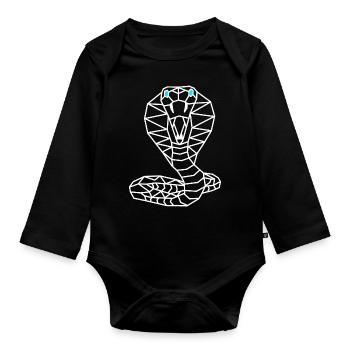 Ligne géométrique de serpent - Body Bébé bio manches longues - noir - Devant