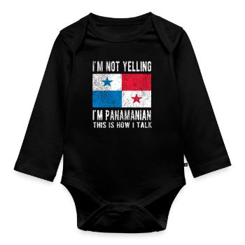 Panama Panama Origin Panamanian flag - Organic Longsleeve Baby Bodysuit - black - Front