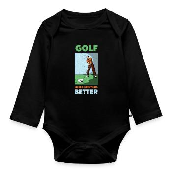 Golf Golfer Golf Club Golf Ball Golf Course - Organic Longsleeve Baby Bodysuit - black - Front