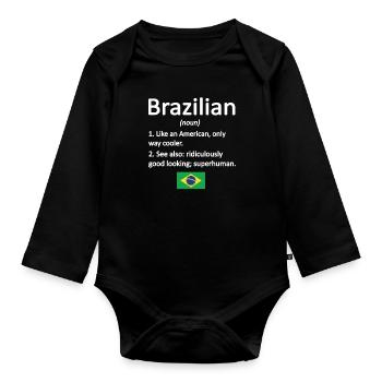 Brésil Brésil Racines brésiliennes - Body Bébé bio manches longues - noir - Devant