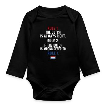 Dutch Netherlands Dutch roots - Organic Longsleeve Baby Bodysuit - black - Front