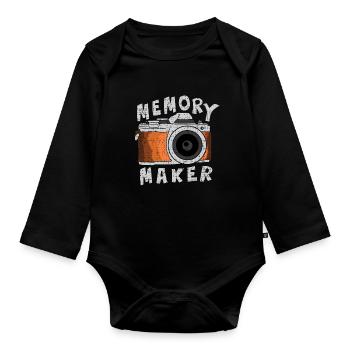 Fotograph Foto Kamera Fotografie Fotoshooting - Baby Bio-Langarm-Body - Schwarz - Vorne