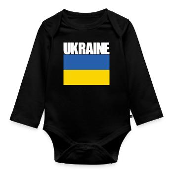 L’Ukraine et le drapeau de l’Ukraine - Body Bébé bio manches longues - noir - Devant