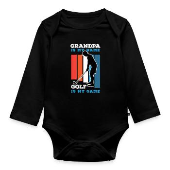 Opa Großvater Golf Golfer golfen Golfschläger - Baby Bio-Langarm-Body - Schwarz - Vorne