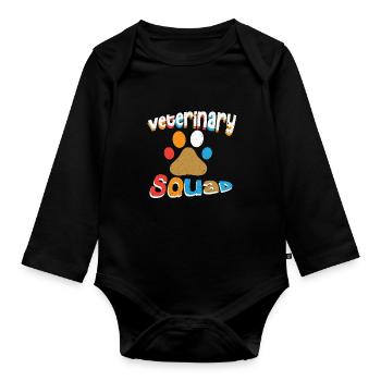 Tierarzt Tierarztpraxis Tiermediziner Veterinär - Baby Bio-Langarm-Body - Schwarz - Vorne