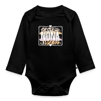 Nona Grandma Mother's Day Gift Nona Grandmother Sweet - Organic Longsleeve Baby Bodysuit - black - Front