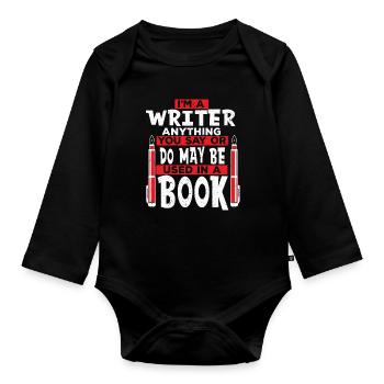 Autor Buch schreiben verfassen Roman Texter - Baby Bio-Langarm-Body - Schwarz - Vorne