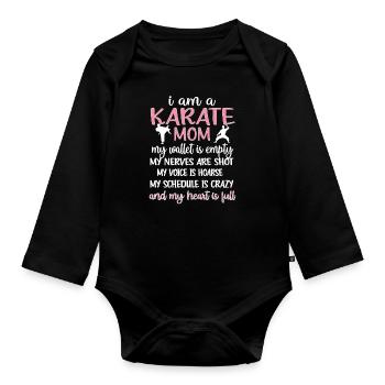 Meilleur cadeau de maman de karaté Fière maman de karaté - Body Bébé bio manches longues - noir - Devant