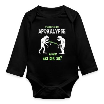 Irgendwo in der Apokalypse, Zombie Shirt - Baby Bio-Langarm-Body - Schwarz - Vorne