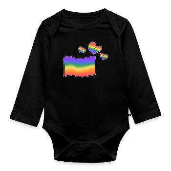 lgbt flagge herzen regenbogen herzen liebe - Baby Bio-Langarm-Body - Schwarz - Vorne