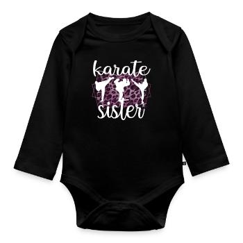 Cadeau de soeur de karaté fier de soeur de karaté - Body Bébé bio manches longues - noir - Devant