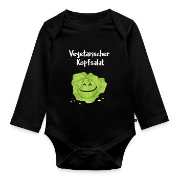 Vegetarischer Kopfsalat, Geschenk, Idee - Baby Bio-Langarm-Body - Schwarz - Vorne