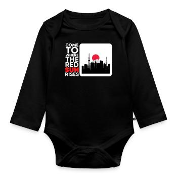 Come to where the red sun rises, Japan - Organic Longsleeve Baby Bodysuit - black - Front