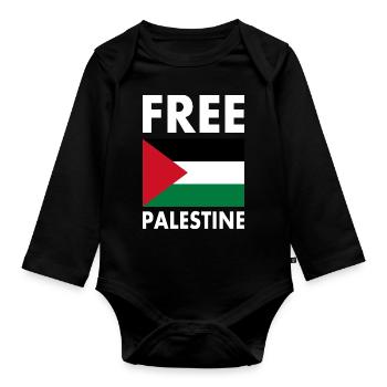 Free palestine - Body Bébé bio manches longues - noir - Devant