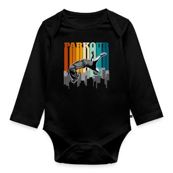 Parkour Urbain - Body Bébé bio manches longues - noir - Devant
