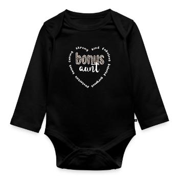 Meilleur bonus Tante Fière Belle-tante Cadeau - Body Bébé bio manches longues - noir - Devant
