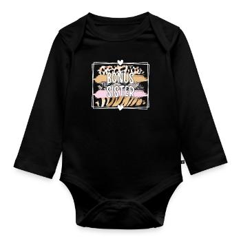Bonus-Schwester Geschenk Beste Stiefschwester - Baby Bio-Langarm-Body - Schwarz - Vorne