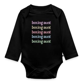 Boxing Aunt Gift Box Aunt By Boxer Proud Aunt - Organic Longsleeve Baby Bodysuit - black - Front