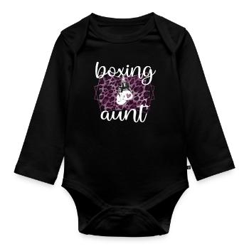 Boxe Tante Fière Boxe Tante Par Boxer Tante Cadeau - Body Bébé bio manches longues - noir - Devant
