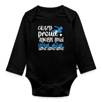 Fière maman nageuse Maman nageuse Maman - Body Bébé bio manches longues - noir - Devant