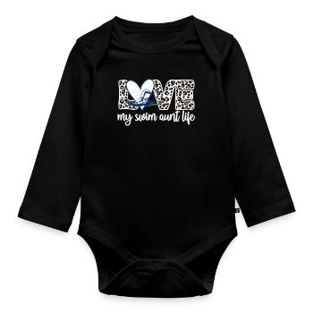 Best Swimming Aunt Aunt Swimmer Swimming Aunt - Organic Longsleeve Baby Bodysuit - black - Front