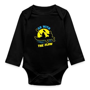 Kayak Boat Canoe Paddle Boat Double Paddle - Organic Longsleeve Baby Bodysuit - black - Front