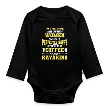 Kayak Boat Canoe Paddle Boat Double Paddle - Organic Longsleeve Baby Bodysuit - black - Front