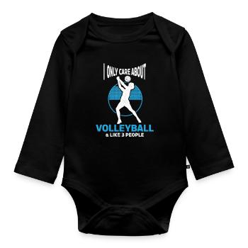 Volley-ball Volleyeurs Terrain de volley-ball - Body Bébé bio manches longues - noir - Devant