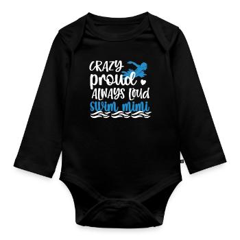 Fière natation Mimi Nageuse Mimi Grand-mère Cadeau - Body Bébé bio manches longues - noir - Devant
