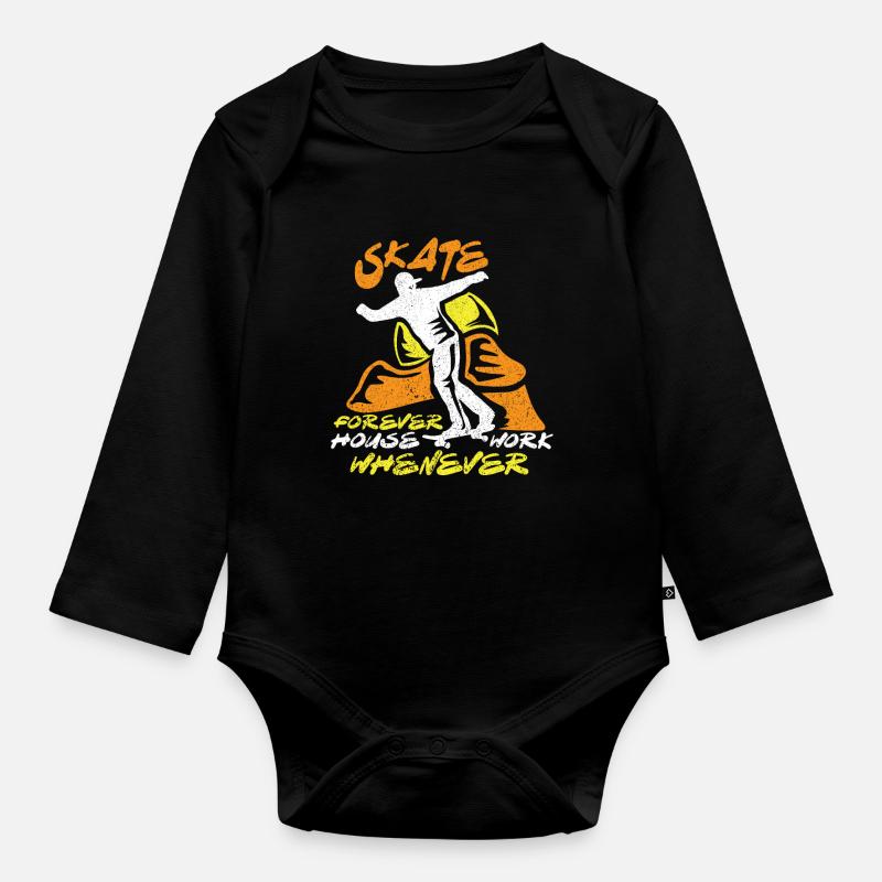 Skateboard Skateboard Skateboarder Patinage - Body Bébé bio manches longues - noir