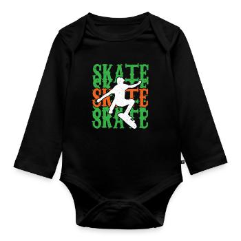 Skateboard Skateboard Skateboarder Patinage - Body Bébé bio manches longues - noir - Devant