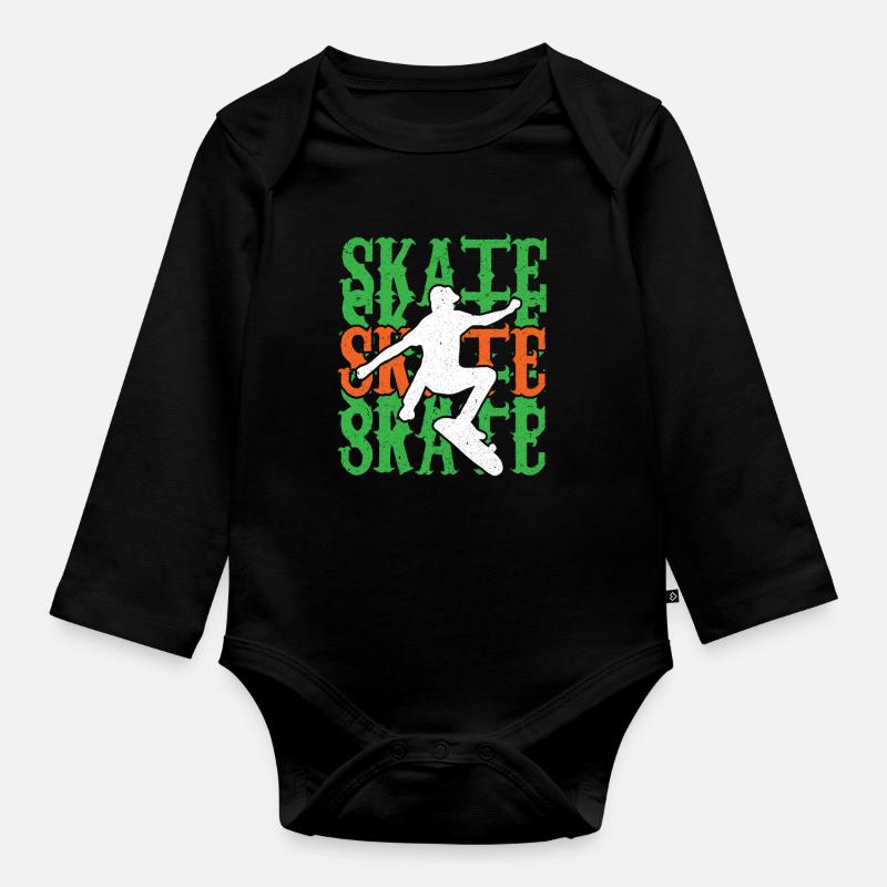 Skateboard Skateboard Skateboarder Patinage - Body Bébé bio manches longues - noir