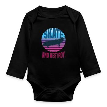 Skateboard Skateboardfahrer Skaten - Baby Bio-Langarm-Body - Schwarz - Vorne