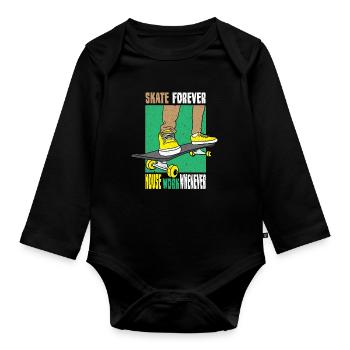 Skateboard Skateboardfahrer Skaten - Baby Bio-Langarm-Body - Schwarz - Vorne
