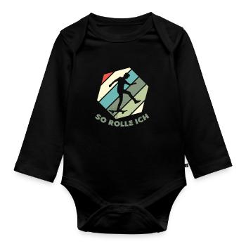 Skateboard Skateboardfahrer Skaten - Baby Bio-Langarm-Body - Schwarz - Vorne