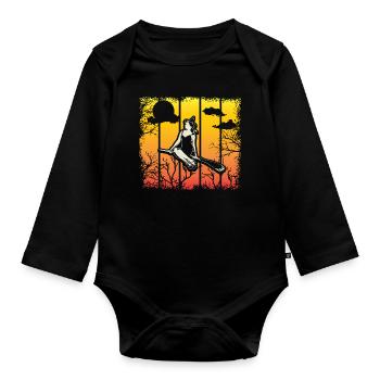 Halloween Witch Witches October Gift - Organic Longsleeve Baby Bodysuit - black - Front