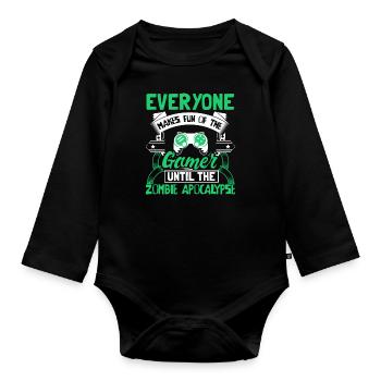 Zombie Apocalypse Gaming Gift Idea - Organic Longsleeve Baby Bodysuit - black - Front