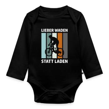 Lieber Waden Statt Laden Radfahren MTB Radsport - Baby Bio-Langarm-Body - Schwarz - Vorne