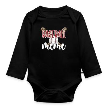 Meme Oma Eines Baseballspieler Baseball Meme - Baby Bio-Langarm-Body - Schwarz - Vorne