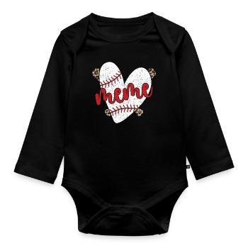 Meme Grand-mère d’un joueur de baseball Baseball Meme - Body Bébé bio manches longues - noir - Devant