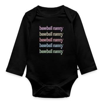 Nounou Grand-mère de baseball Joueur de baseball Nounou de baseball - Body Bébé bio manches longues - noir - Devant