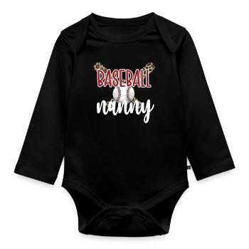 Nanny Grandma Of a Baseball Player Baseball Nanny - Organic Longsleeve Baby Bodysuit - black - Front