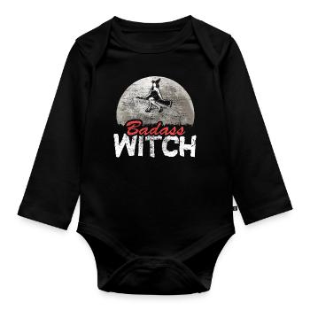 Monstre sorcière d’Halloween - Body Bébé bio manches longues - noir - Devant