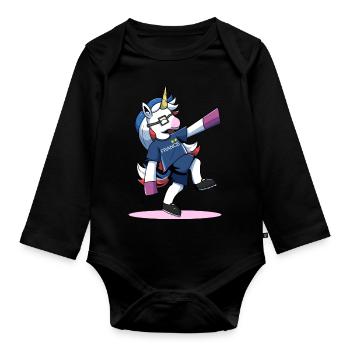 Licorne supporter équipe de france coupe du monde - Body Bébé bio manches longues - noir - Devant