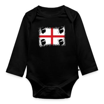 Sardinien Flagge Sardische Fahne Sardegna Fahne - Baby Bio-Langarm-Body - Schwarz - Vorne